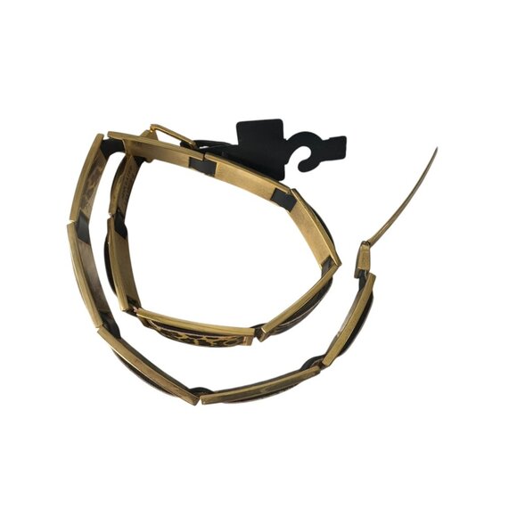 Leopard Print Gold Metal Adjustable Belt With Black Accents - Picture 8 of 11